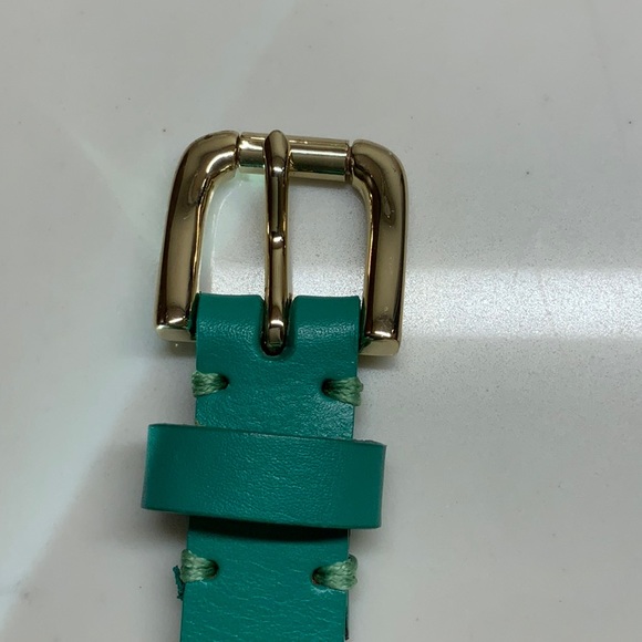 Lands’ End Spring Green Leather Belt 1X 16W, 18W New Without Tags Cut Out Design - Picture 3 of 6